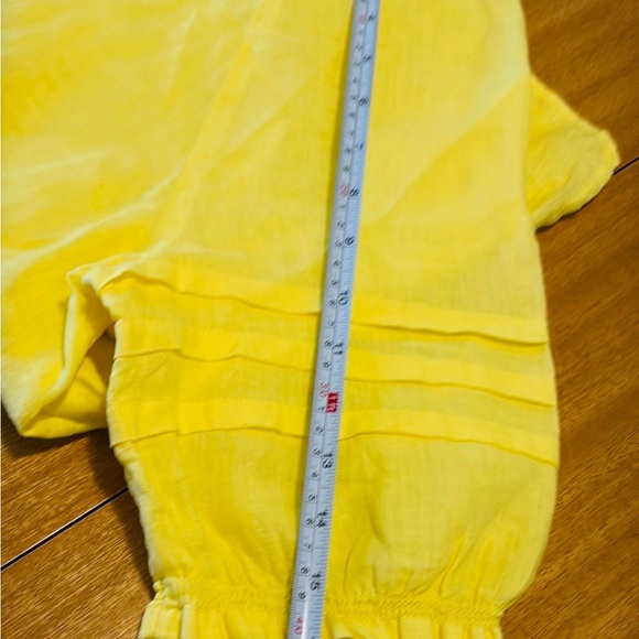 Talbots NWT Yellow TasselTie Linen Short Sleeve Blouse - Picture 4 of 6